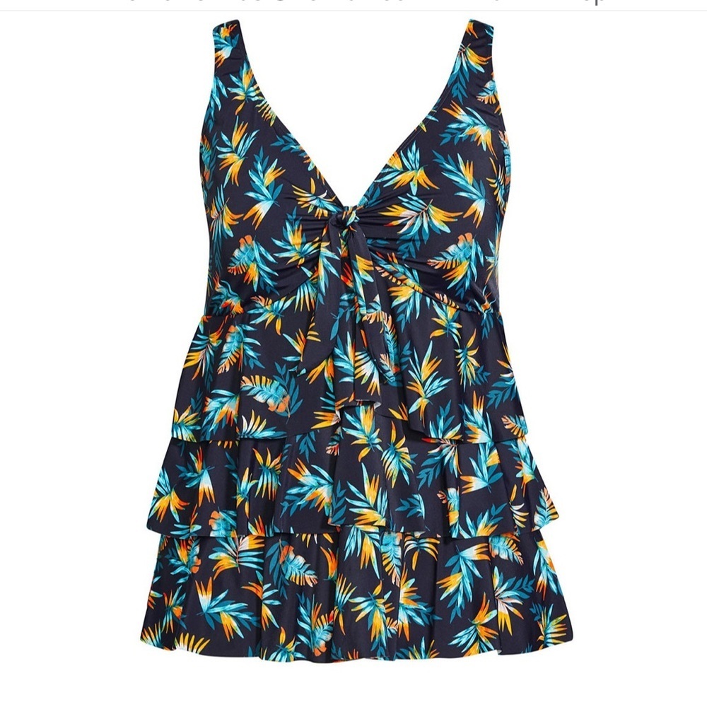 Evans by City Chic Alva Tropical Print Ruffled Tankini Top NWT SKU0816 SKU0817